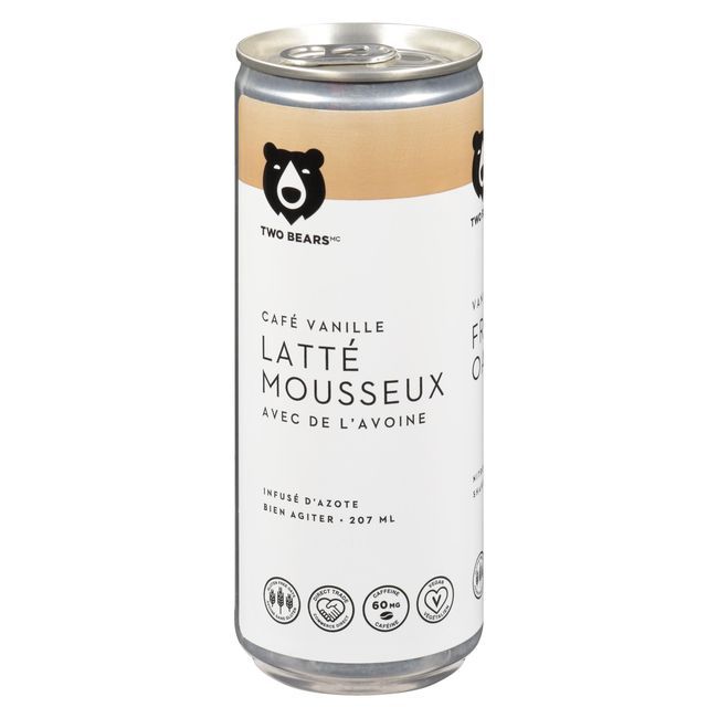 Two Bears Frothed Vanilla Latte With Oat Milk, 207 Ml -- 6 Per Case