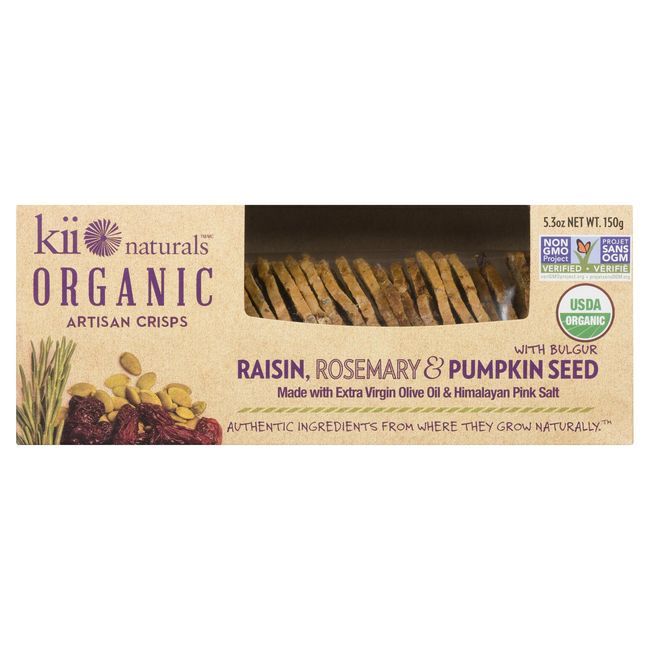 Kii Naturals Organic Raisin Rosemary Pumpkin Seed Crisp, 150 G -- 6 Per Case