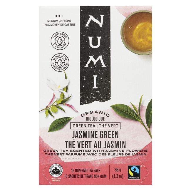 Numi Thé Vert Au Jasmin Biologique, 18 Sachets De Thé -- 6 Par Boîte