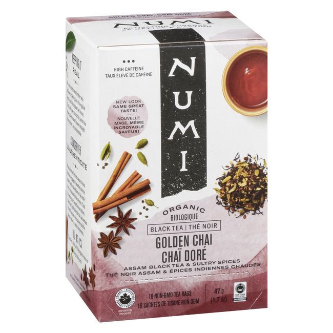 Numi Thé Noir Golden Chai Biologique, 18 Sachets De Thé -- 6 Par Boîte