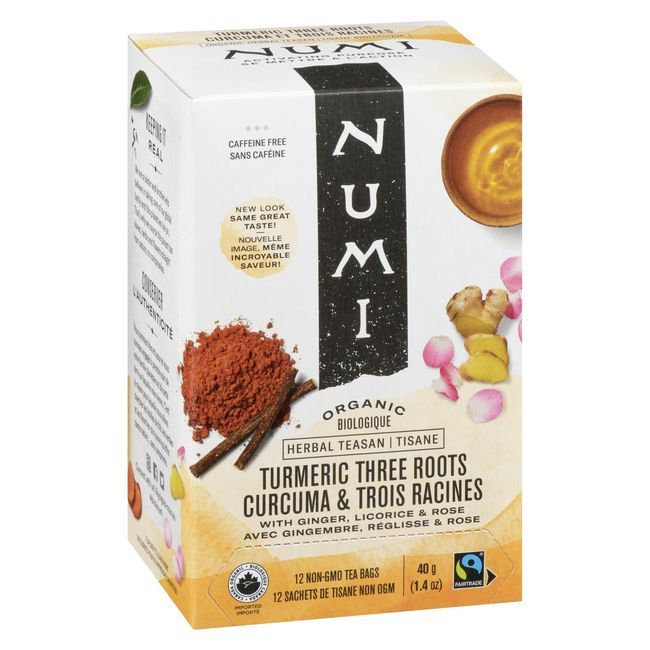 Numi Tisane Aux Trois Racines De Curcuma Biologique, 12 Sachets De Thé -- 6 Par Boîte