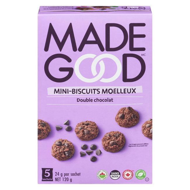 Madegood Double Chocolate Soft Baked Mini Cookies, 120 G -- 6 Per Case
