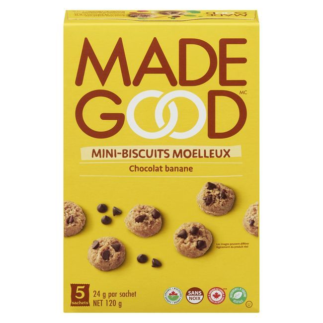 Madegood Organic Chocolate Banana Soft Baked Mini Cookies, 120 G -- 6 Per Case