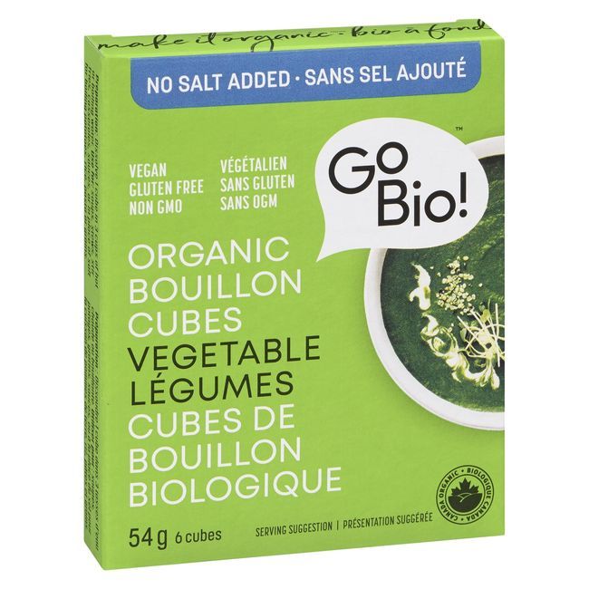 Gobio! Cubes De Bouillon De Légumes Biologiques Sans Sel Ajouté, 54 G -- 15 Par Boîte