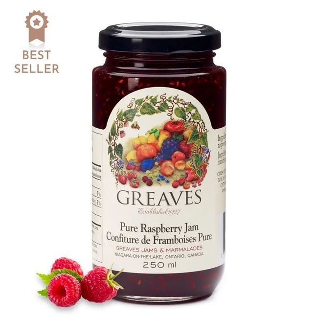 Greaves Pure Raspberry Jam, 250 Ml -- 12 Per Case