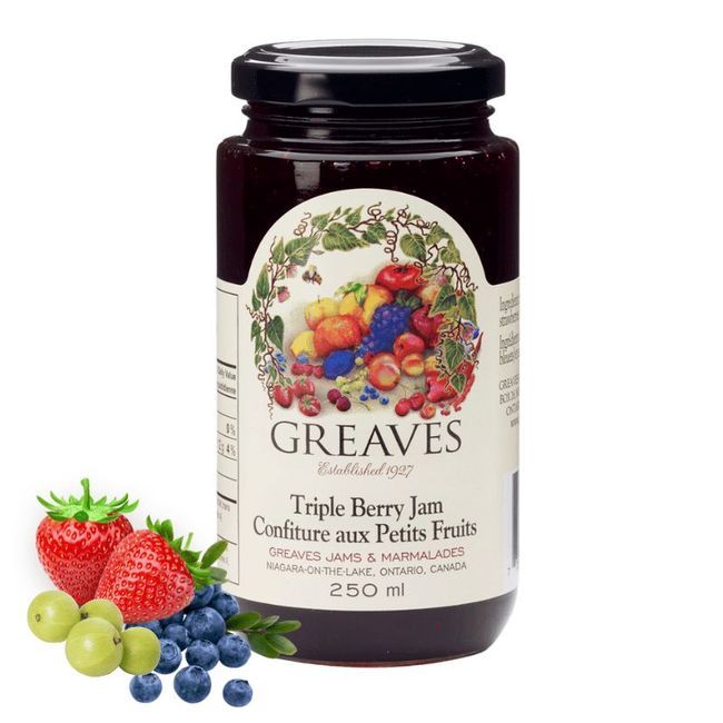 Greaves Pure Triple Berry Jam, 250 Ml -- 12 Per Case