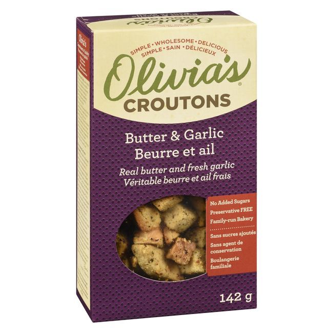 Olivia's Croûtons Au Beurre Et À L'ail, 142 G -- 6 Par Boîte