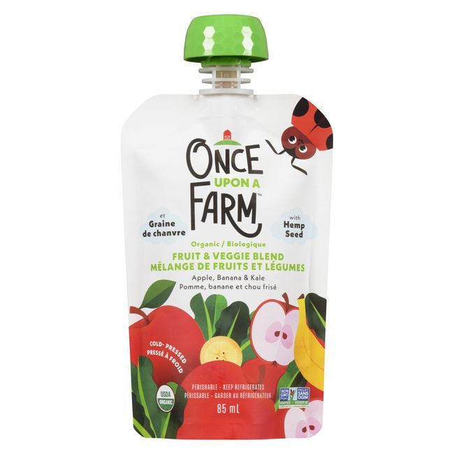 Once Upon A Farm Organic Apple Banana Kale With Hemp Seeds For Baby, 85 Ml -- 8 Per Case