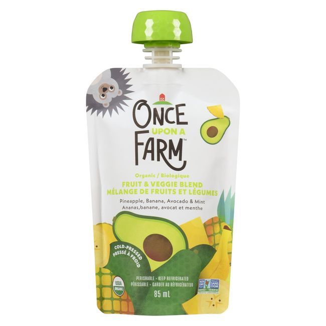 Once Upon A Farm Organic Pineapple Banana Avocado With Mint Fruit And Veggie Blend For Baby, 85 Ml -- 8 Per Case