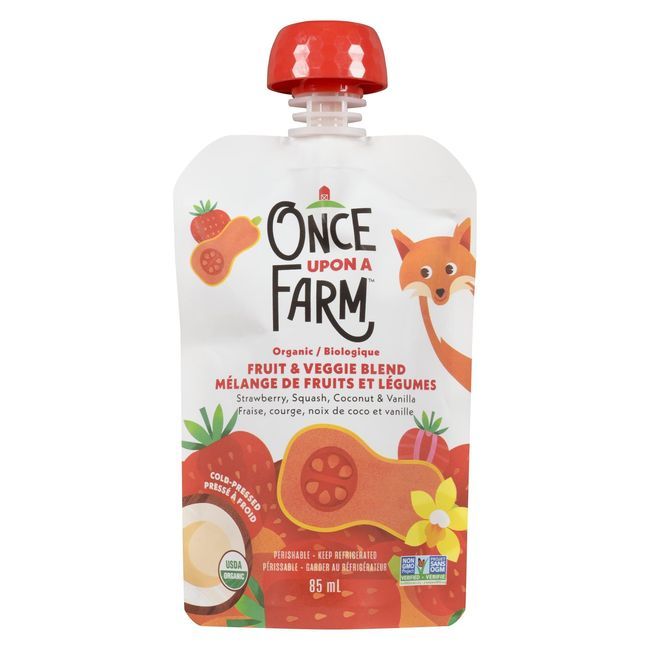 Once Upon A Farm Organic Strawberry Squash Coconut With Vanilla Fruit And Veggie Blend Baby Food, 85 Ml -- 8 Per Case