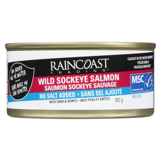 Raincoast Trading No Salt Added Sockeye Salmon, 160 G -- 12 Per Case