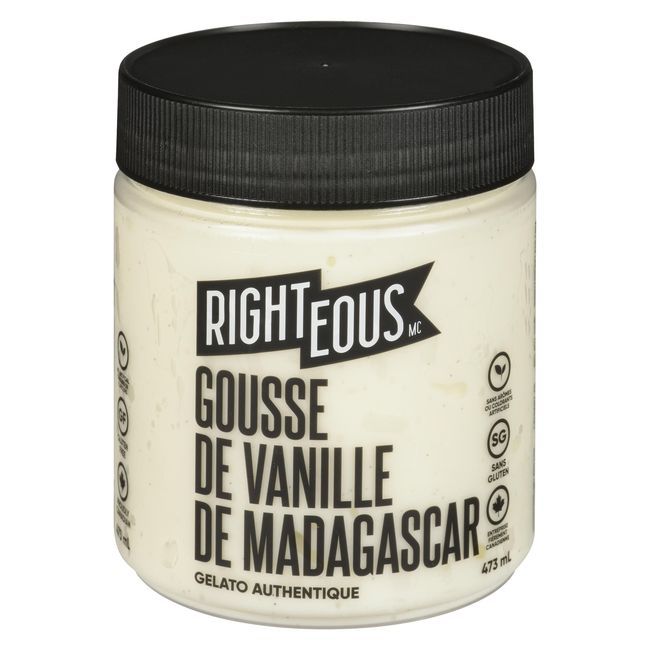 Righteous Madagascar Vanilla Bean Gelato, 473 Ml -- 8 Per Case