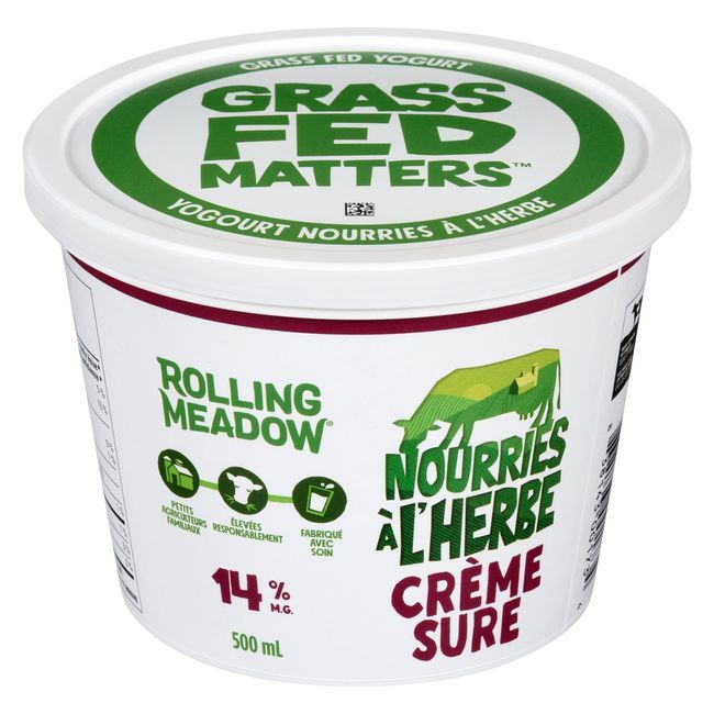 Rolling Meadow Grass Fed 14 Percent Milk Fat Sour Cream, 500 G -- 6 Per Case