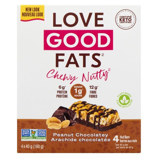 Love Good Fats Barres Chocolatées Aux Noix Et Aux Arachides, 40 G, 4 Unités -- 48 Par Boîte