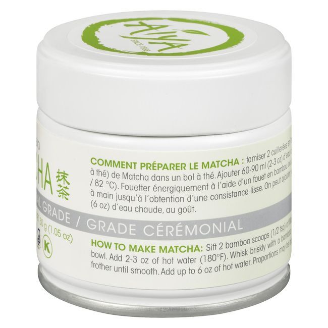 Aiya Poudre De Thé Vert Matcha Biologique De Qualité Cérémonielle, 30 G -- 6 Par Boîte