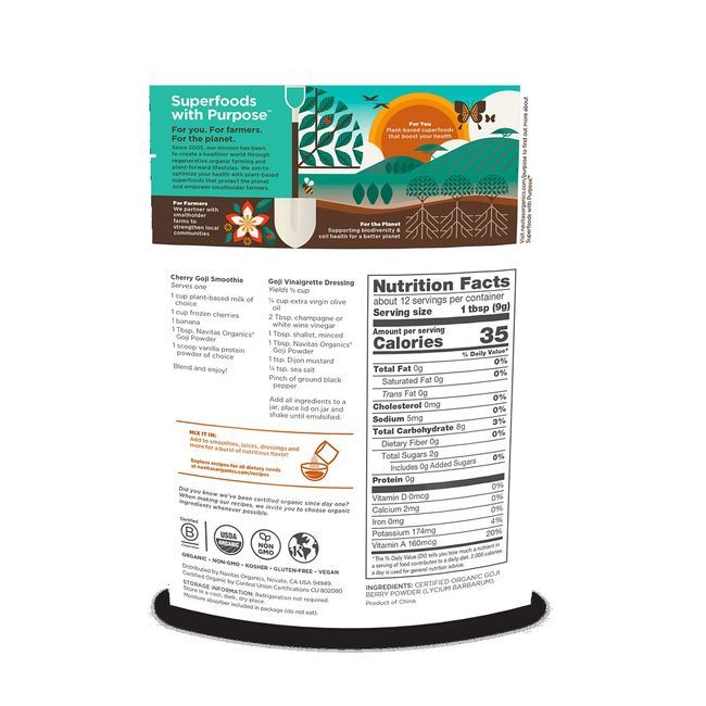 Navitas Organics Poudre De Baies De Goji, 113 G -- 12 Par Boîte