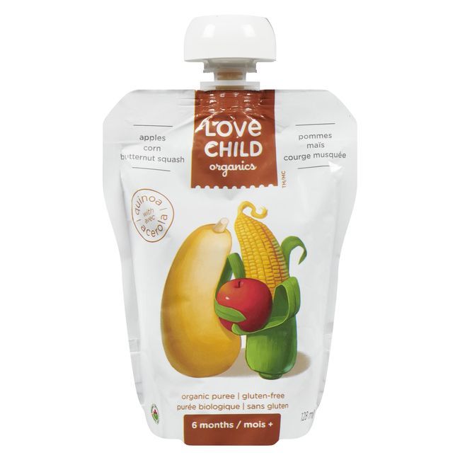Love Child Apples Corn Butternut Squash Puree, 128 Ml -- 12 Per Case