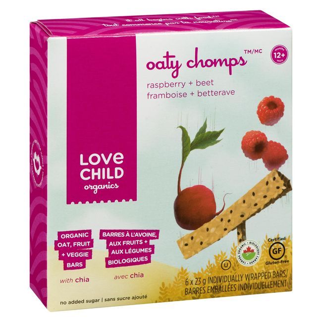 Love Child Oaty Chomps Raspberry Beet Snack Bar, 138 G -- 8 Per Case