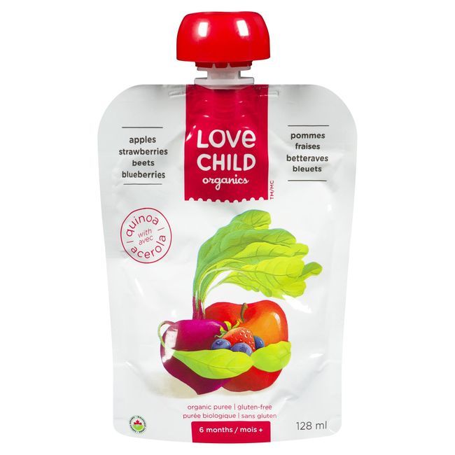 Love Child Apples Strawberries Beets Blueberries Puree, 128 Ml -- 12 Per Case
