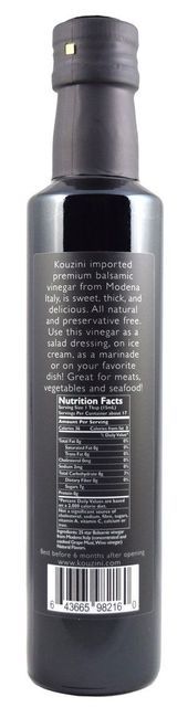 Kouzini Premium Balsamic Vinegar, 250 Ml -- 12 Per Case