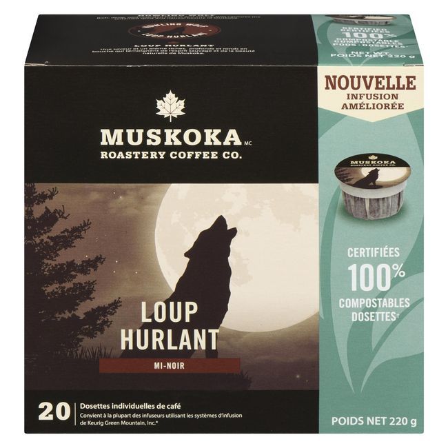 Muskoka Roastery Coffee Howling Wolf Breakfast Blend Coffee Pods, 220 G -- 6 Per Case