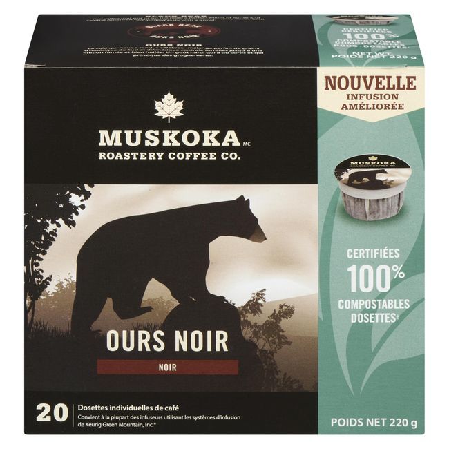 Muskoka Roastery Coffee Black Bear Breakfast Blend Coffee Pods, 220 G -- 6 Per Case