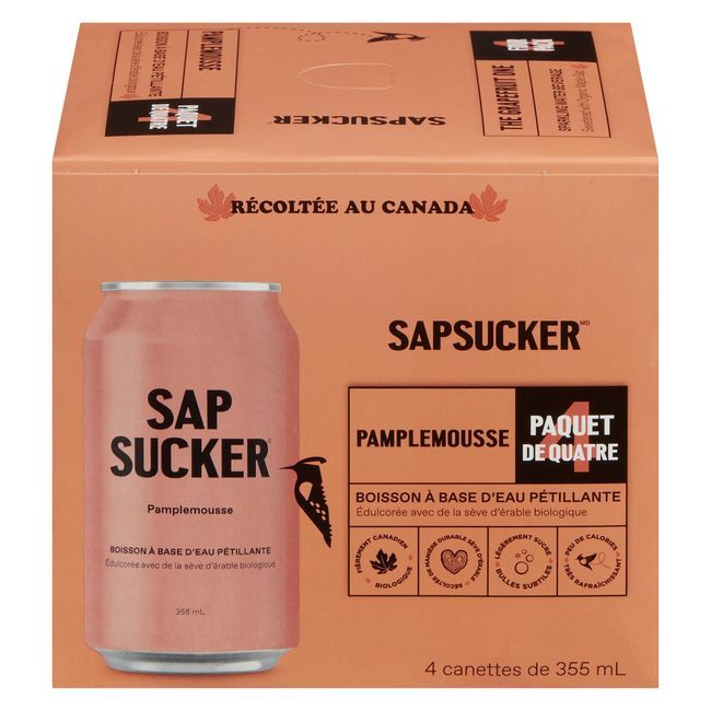 Sapsucker The Grapefruit One Sparkling Water, 355 Ml -- 24 Per Case