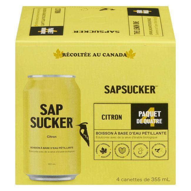 Sapsucker The Lemon One Sparkling Water, 355 Ml -- 24 Per Case