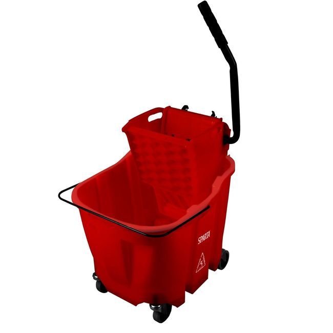 Carlisle 8690405 Omnifit Red Mop Bucket With Sidepress Wringer - Combo, 35 Qt Capacity