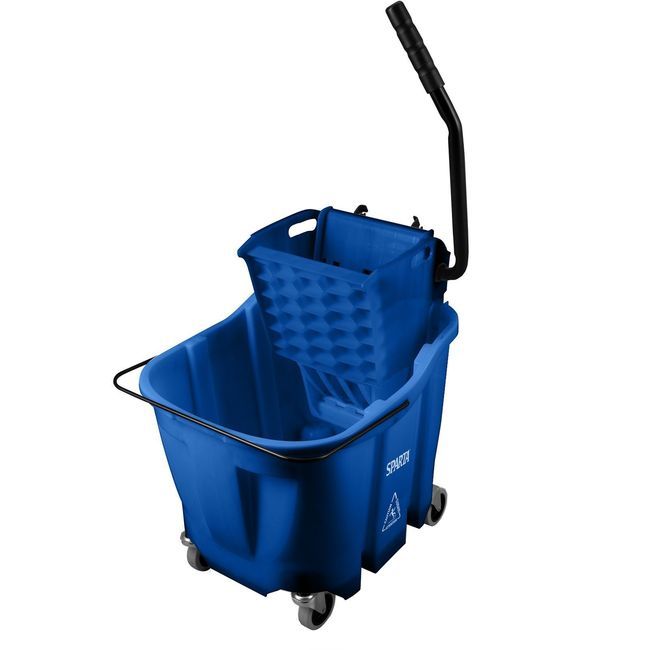 Carlisle 8690414 Omnifit Blue Mop Bucket With Sidepress Wringer - Combo, 35 Qt Capacity