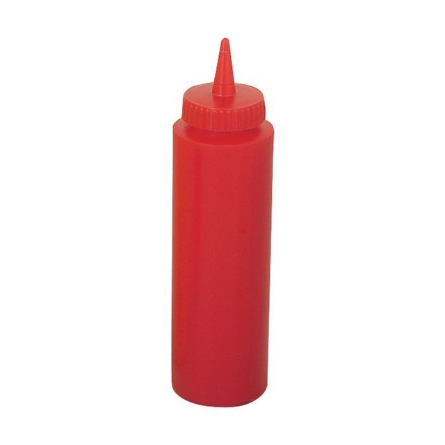 Browne Polyethylene Red Squeeze Dispenser, 8 Oz Capacity -- 12 Per Case