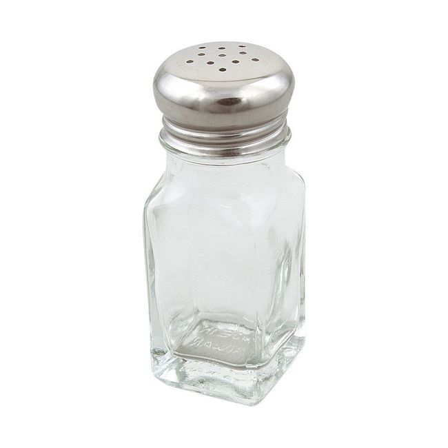 Browne 2 Oz Square Glass Salt And Pepper Shaker With Stainless Steel Top -- 24 Per Case