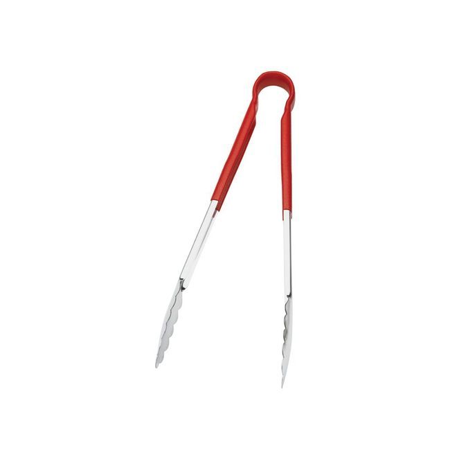 Browne Stainless Steel Pvc Coating One-piece Red Coloured Handle Tongs, 9 In