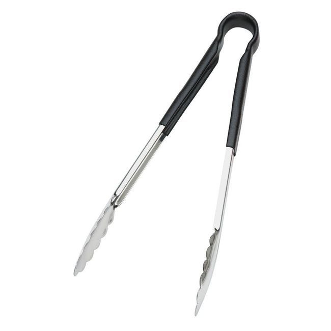 Browne Stainless Steel Pvc Coating One-piece Black Coloured Handle Tongs, 16 In