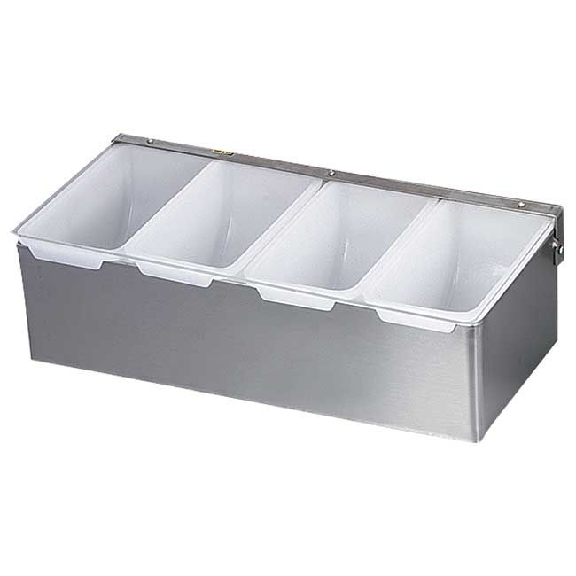 Gobel Stainless Steel 4 Compartment Bar Caddy With Plastic Inserts, 11.9 X 5.5 X 3.5 In