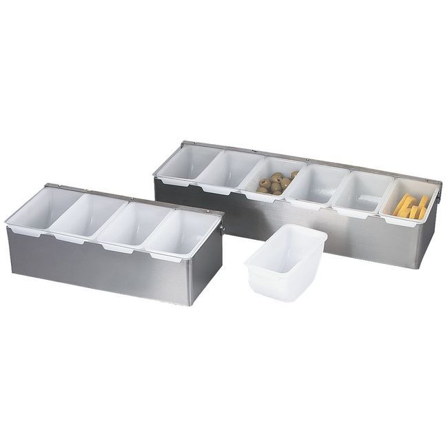 Gobel Stainless Steel 6 Compartment Bar Caddy With Plastic Inserts, 17.8 X 5.5 X 3.5 In