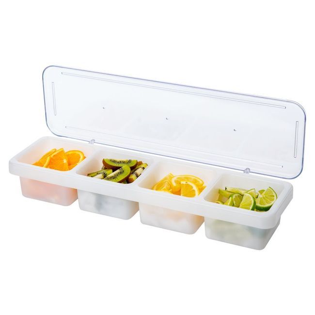 Browne 4-compartment Bar Caddy Condiment Tray Only, 4 X 4 X 2.8 In
