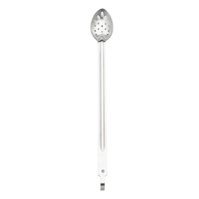 Browne Stainless Steel Perforated Spoon With Hook Handle, 21 In