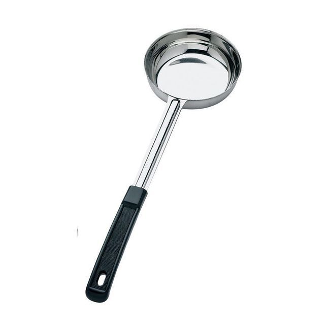 Browne Stainless Steel One-piece Solid Portioner With Black Handle, 6 Oz Capacity
