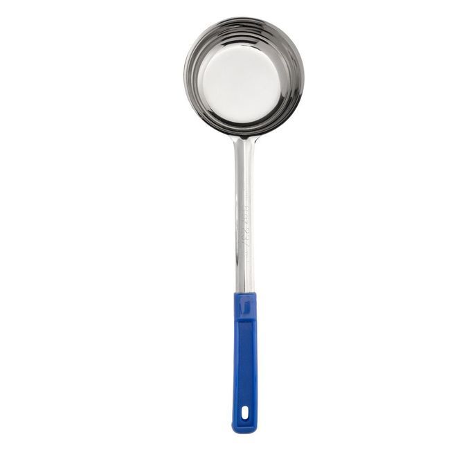 Browne Stainless Steel One Piece Portioner With Blue Handle, 8 Oz Capacity