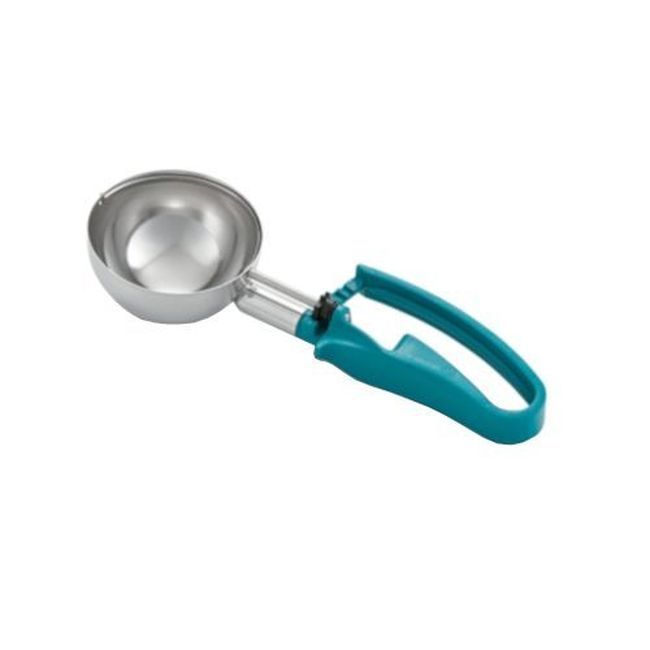 Vollrath 47389 Stainless Steel Number 5 Disher With Teal Squeeze Handle, 6 Oz Capacity
