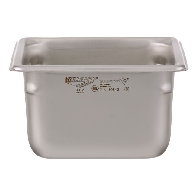 Vollrath 30642 Super Pan V Stainless Steel Sixth Size Steam Table Pan, 4 In Deep