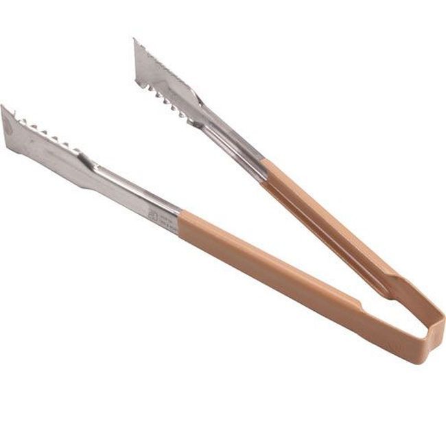 Vollrath 4791260 Stainless Steel Antimicrobial One Piece Tong With Versagrip Ends And Ivory Kool-touch Handle, 12 In Length