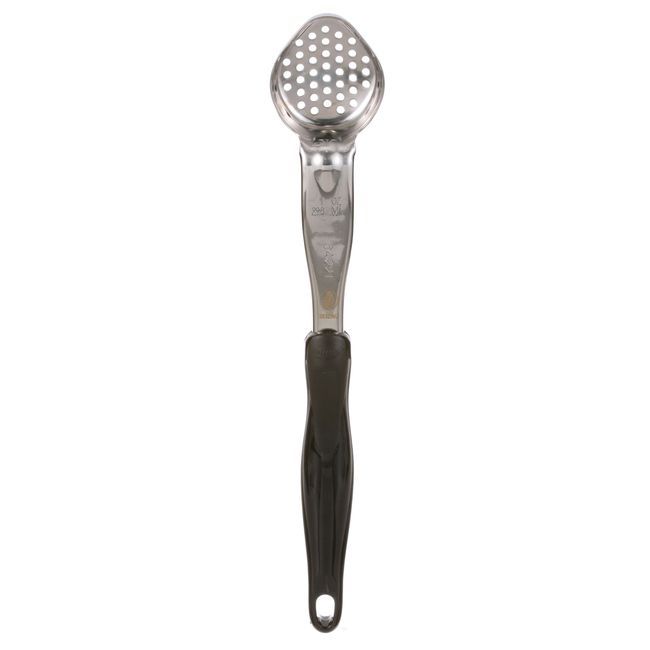 Vollrath 6422120 Heavy Duty Stainless Steel Antimicrobial One Piece Perforated Oval Spoodle With Black Nylon Handle, 1 Oz Capacity
