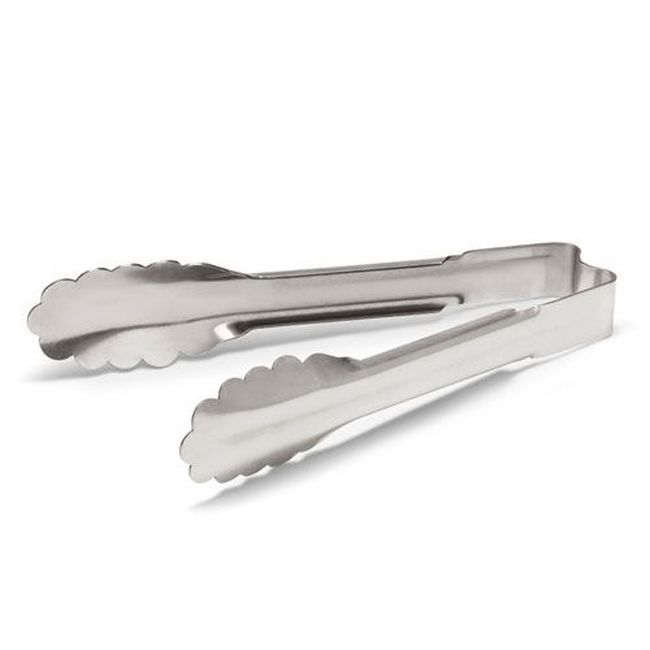 Vollrath 4780610 Heavy Duty Stainless Steel Antimicrobial One Piece Scalloped Tong, 6 In Length