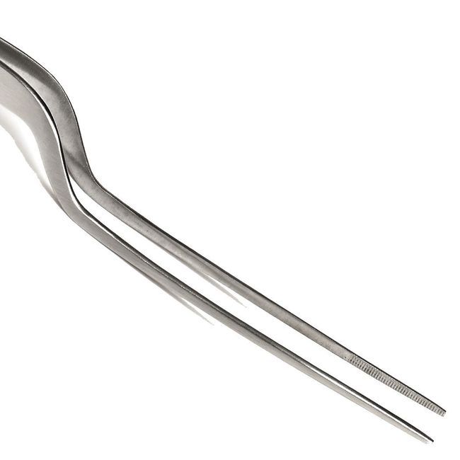 Browne 18/8 Stainless Steel Offset Precision Tong, 8 In