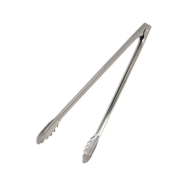 Browne Stainless Steel 1.0 Mm Thickness Mirror Finish Utility Tongs, 12 In