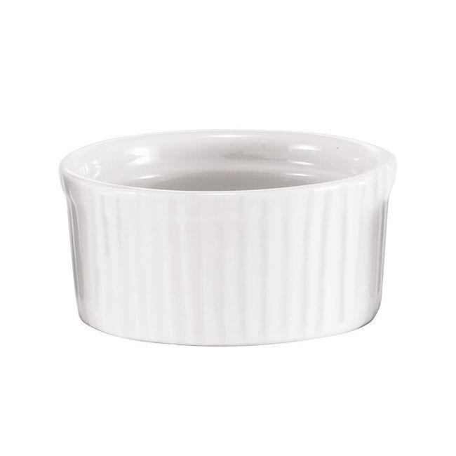 Browne Porcelain Ribbed Rim And Sided Ramekin, 5 Oz Capacity
