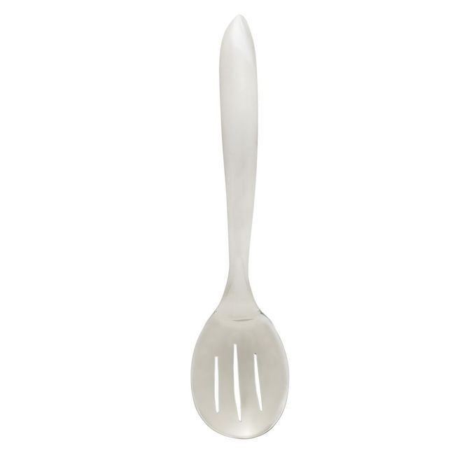 Browne Eclipse 18/8 Stainless Steel Satin Finish Slotted Spoon With Brushed Handle, 13 In