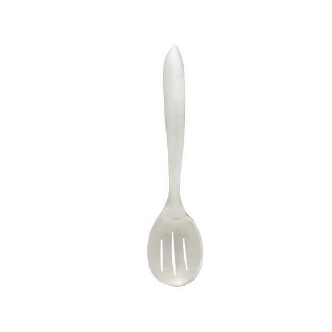 Browne Eclipse 18/8 Stainless Steel Satin Finish Slotted Spoon With Brushed Handle, 10 In
